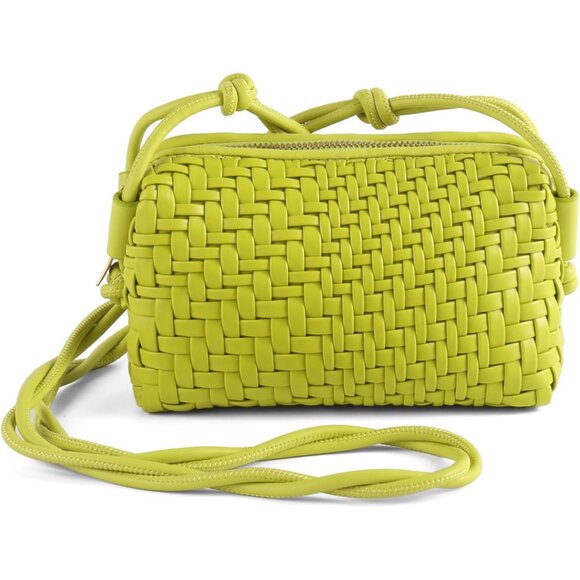 Woven Crossbody Bag Women Vegan Leather Small Purse Adjustable Strap Casual - Picture 1 of 6